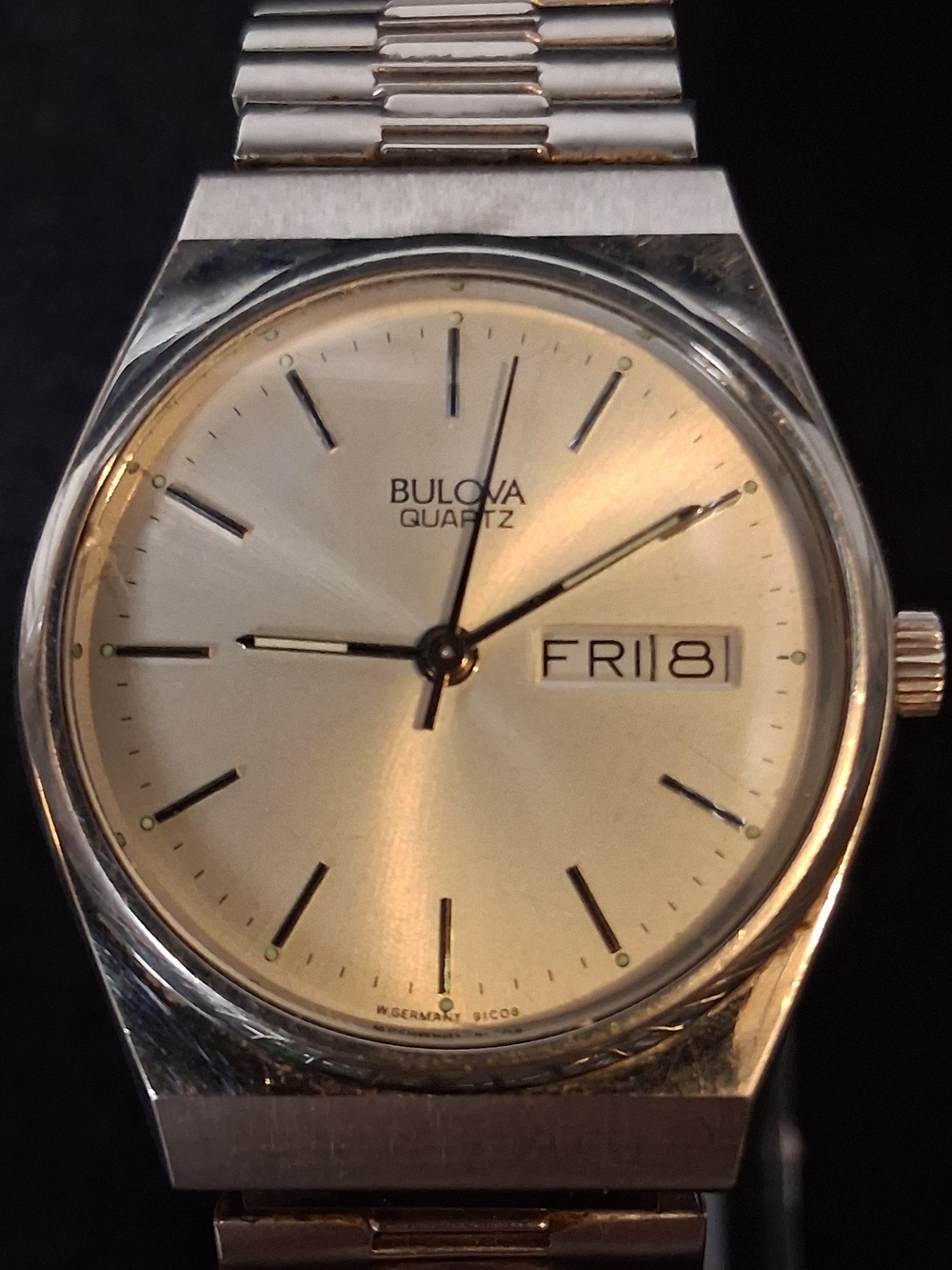 1970's Bulova Quartz Men's Silver Dial Day-Date Watch